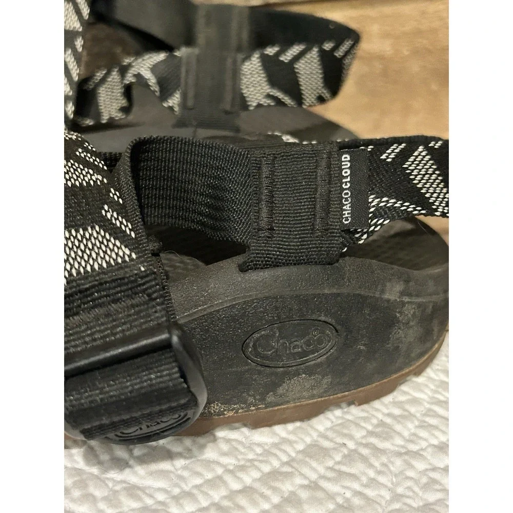 Chaco Z/CLOUD‎ ADJUSTABLE CUSHIONED SANDALS Mens Size 12 Black/white Gum Outsole